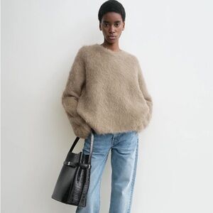 Toteme Boxy Alpaca Knit in Truffle Melange